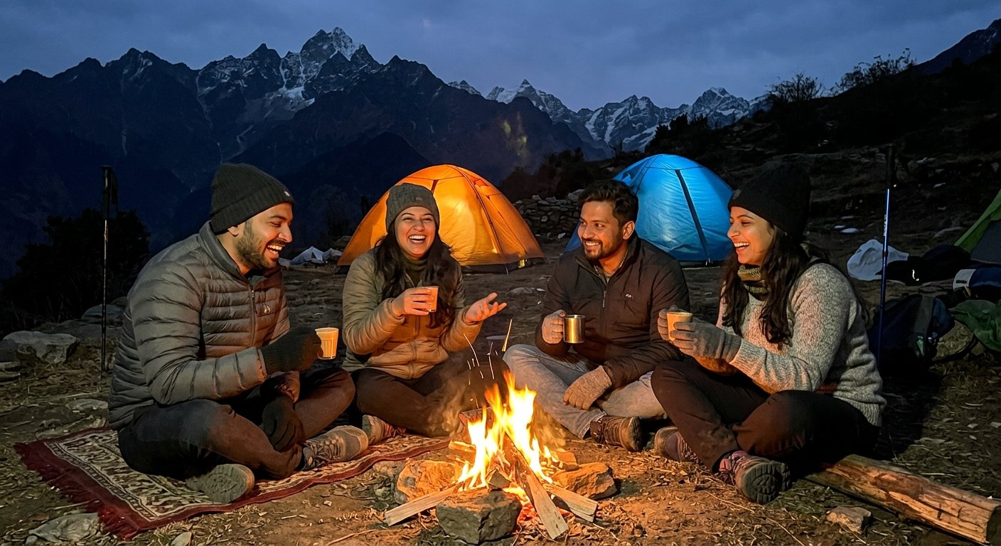 Bonfire nights under mountain skies